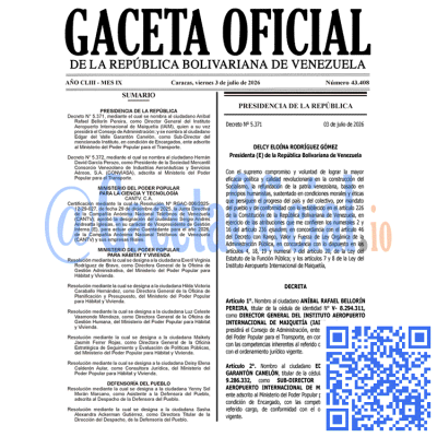 Gaceta Oficial 43408 2026-07-03
