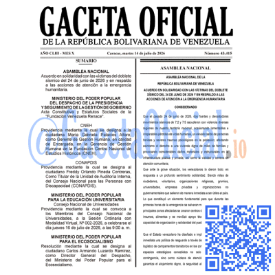 Gaceta Oficial 43415 2026-07-14