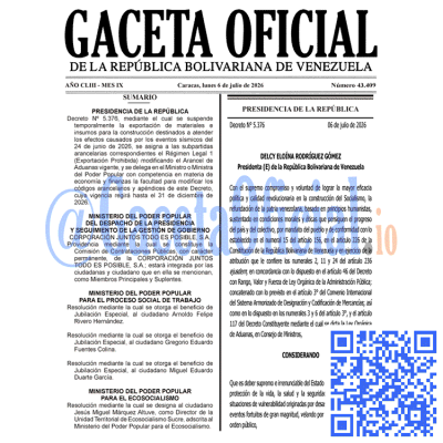 Gaceta Oficial 43409 2026-07-06