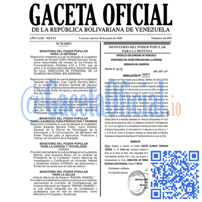 Gaceta Oficial 43405 2026-06-30