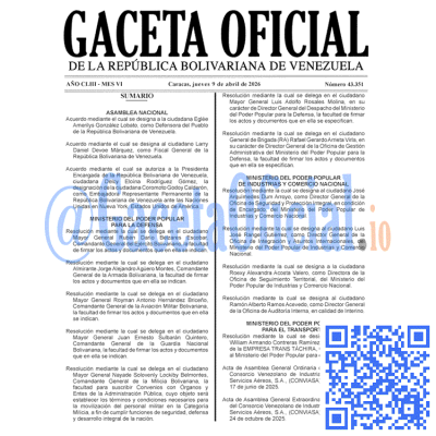 Gaceta Oficial 43351 2026-04-09