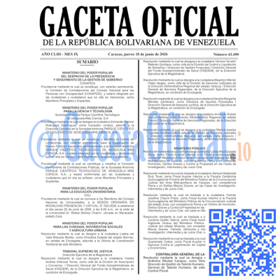 Gaceta Oficial 43400 2026-06-18