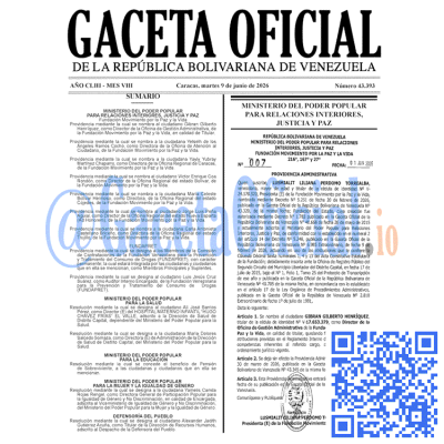 Gaceta Oficial 43393 2026-06-09