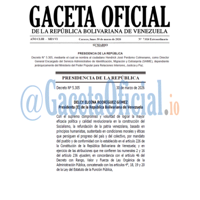 Gaceta Oficial 7016 2026-03-30