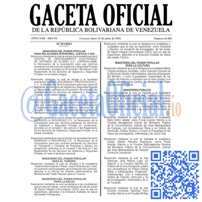 Gaceta Oficial 43402 2026-06-22 