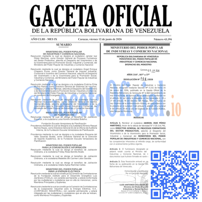Gaceta Oficial 43396 2026-06-12