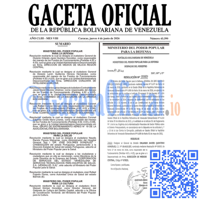 Gaceta Oficial 43390 2026-06-04