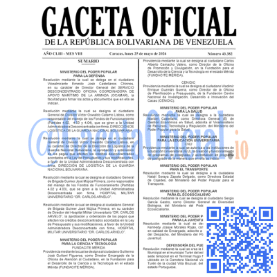 Gaceta Oficial 43382 2026-05-25 