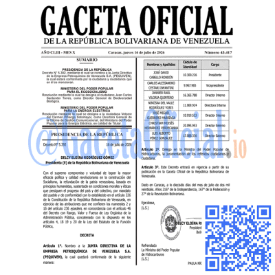 Gaceta Oficial 43417 2026-07-16