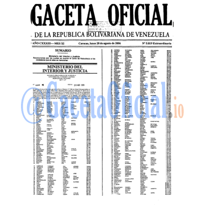 Gaceta Oficial 5819 2006-08-28