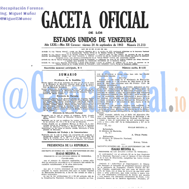 Gaceta Oficial 21213 del 24 Septiembre 1943