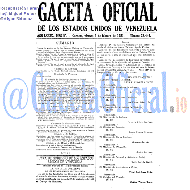 Gaceta Oficial 23446 del 2 Febrero 1951