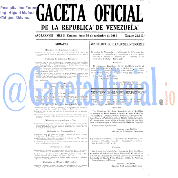 Gaceta Oficial 26113 del 16 Noviembre 1959