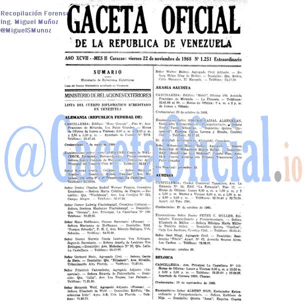 Gaceta Oficial 1251 1968-11-22 Gaceta Oficial 1251 del 22 Noviembre 1968