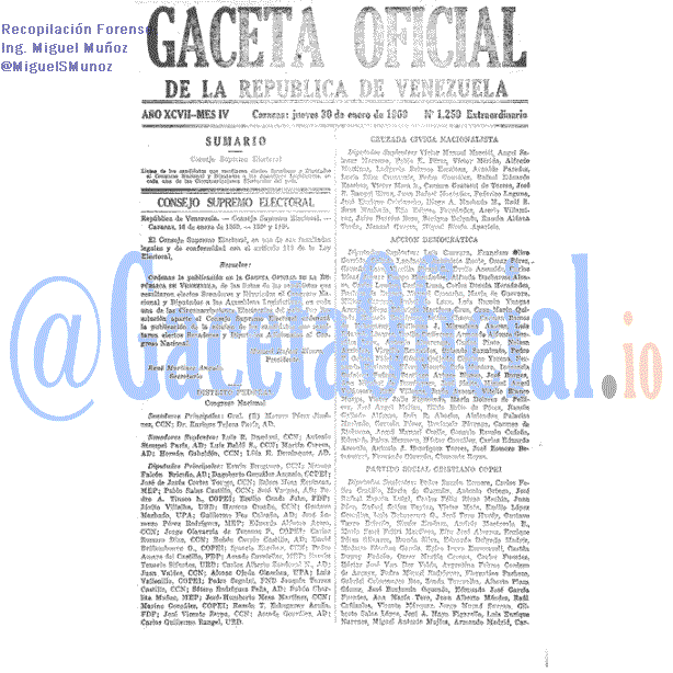Gaceta Oficial 1259 1969-01-30 Gaceta Oficial 1259 del 30 Enero 1969