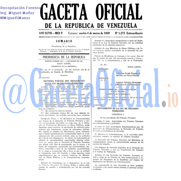 Gaceta Oficial 1275 del 4 Marzo 1969