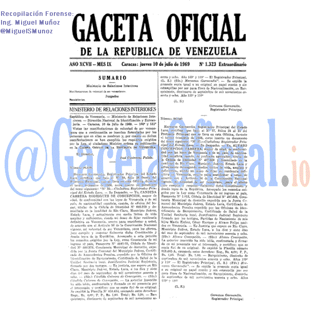 Gaceta Oficial 1323 del 10 Julio 1969