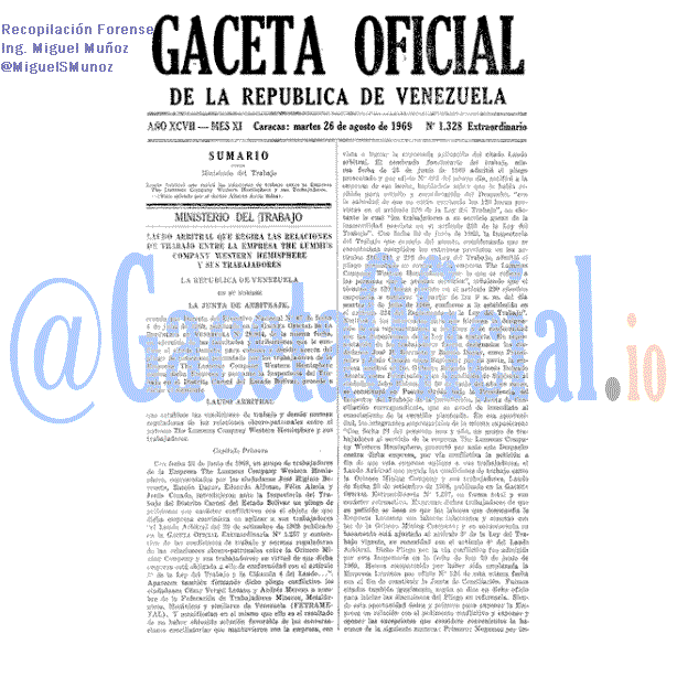 Gaceta Oficial 1328 del 26 Agosto 1969