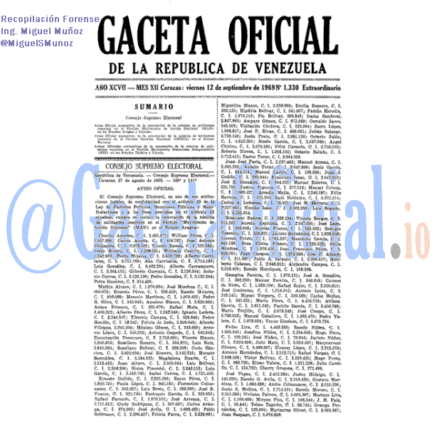 Gaceta Oficial 1330 del 12 Septiembre 1969