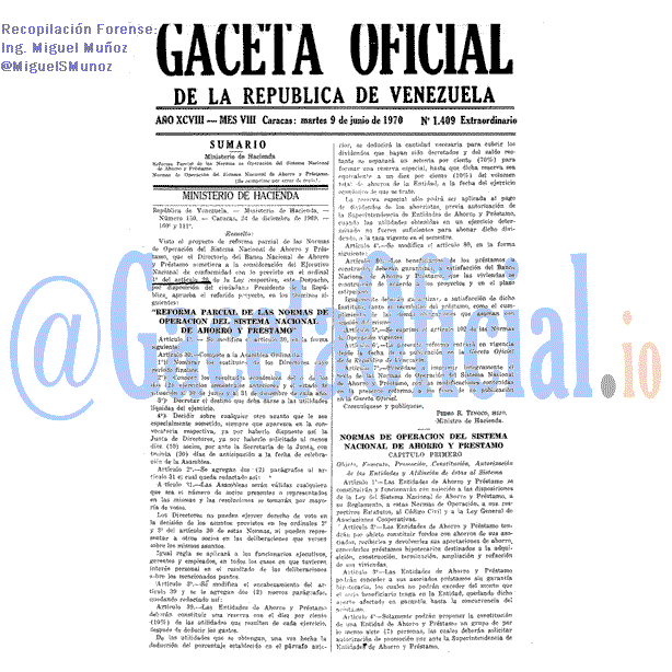 Gaceta Oficial 1409 1970-06-09 Gaceta Oficial 1409 del 9 Junio 1970