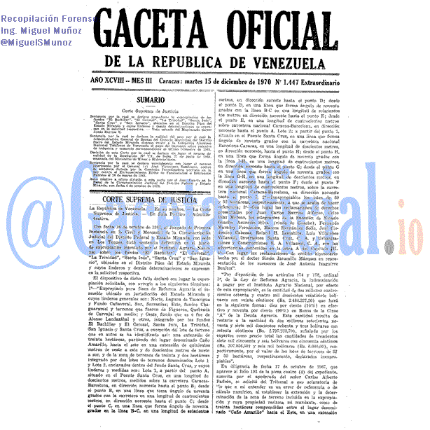 Gaceta Oficial 1447 del 15 Diciembre 1970