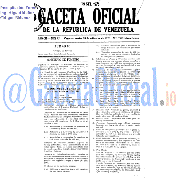 Gaceta Oficial 1772 del 16 Septiembre 1975