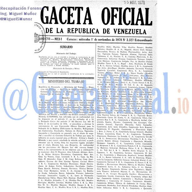 Gaceta Oficial 2327 del 1 Noviembre 1978