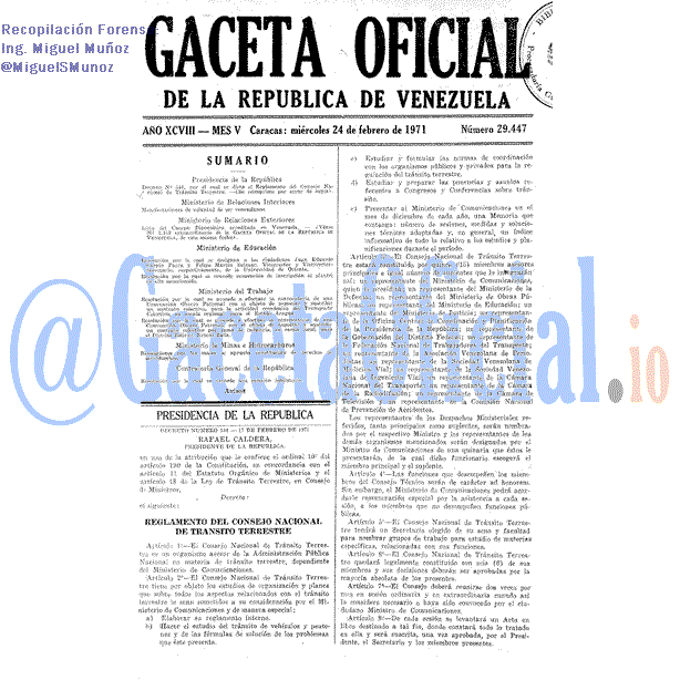 Gaceta Oficial 29447 del 24 Febrero 1971