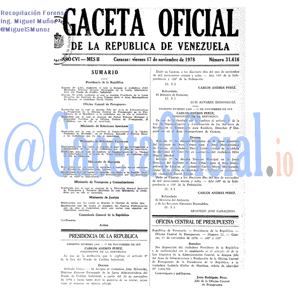 Gaceta Oficial 31616 del 17 Noviembre 1978