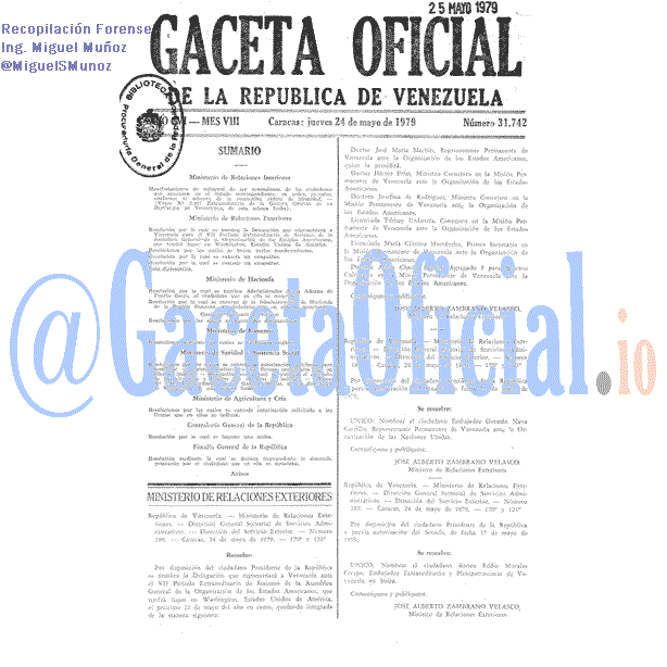 Gaceta Oficial 31742 del 24 Mayo 1979