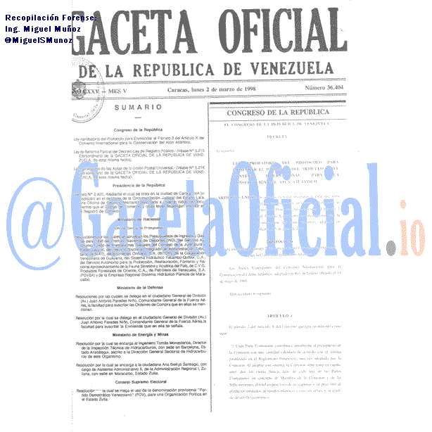 Gaceta Oficial 36404 del 2 Marzo 1998
