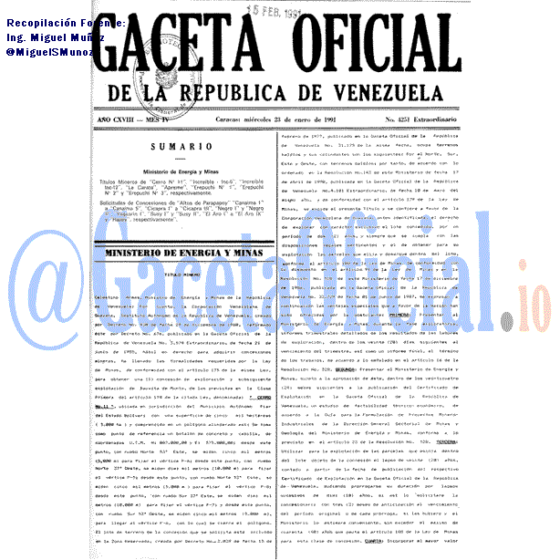 Gaceta Oficial 4251 1991-01-23 Gaceta Oficial 4251 del 23 Enero 1991