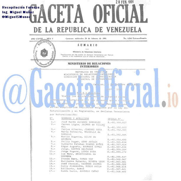 Gaceta Oficial 4264 1991-02-20 Gaceta Oficial 4264 del 20 Febrero 1991