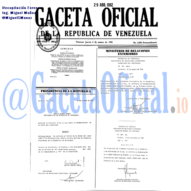 Gaceta Oficial 4393 1992-03-05 Gaceta Oficial 4393 del 5 Marzo 1992