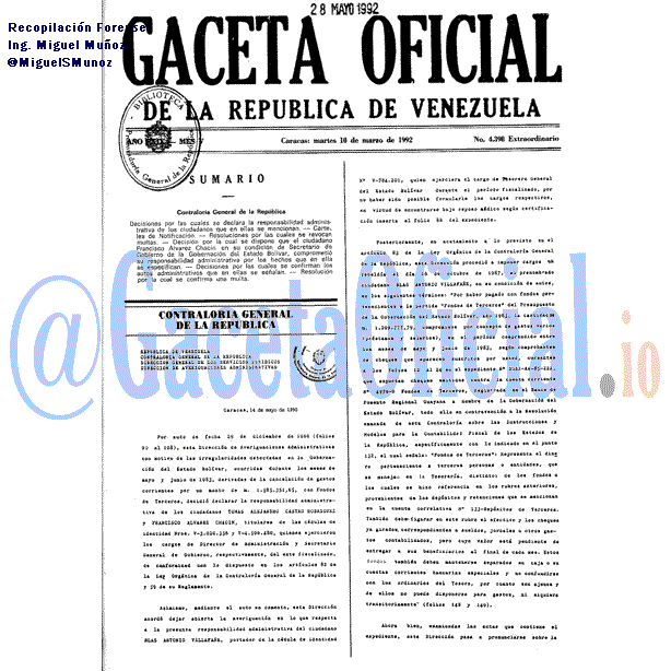 Gaceta Oficial 4398 1992-03-10 Gaceta Oficial 4398 del 10 Marzo 1992