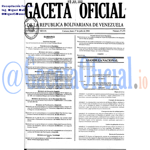 2002: Gaceta 37475: RESOLUCIÓN: PRODUCCIÓN Y DEL COMERCIO Y DE INFRAESTRUCTURA, SE FIJAN LAS TARIFAS MAXIMAS A SER COBRADAS A NIVEL NACIÓNAL EN EL SERVICIO DE TRANSPORTE TERRESTRE PUBLICO DE PASAJEROS EN RUTAS SUBURBANAS, PRESTADO CON UNIDADES EXISTENTES EN LAS MODALIDADES COLECTIVO AUTOBUS, DE ALQUILER POR PUESTO, MINIBUSES PERIFERICOS Y RUSTICOS PARA RUTAS TRONCALES Y PERIFERICAS, QUE TENGAN SU ORIGEN, DESTINO Y VICEVERSA.