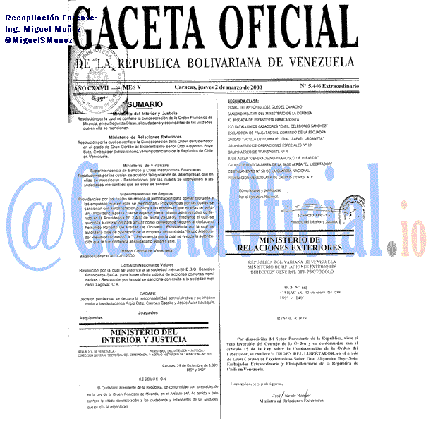 Gaceta Oficial 5446 2000-03-02 Gaceta Oficial 5446 del 2 Marzo 2000