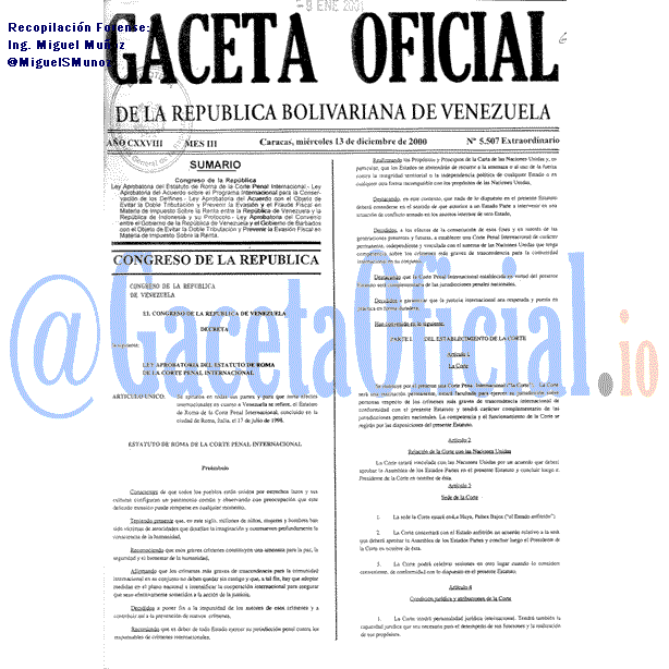 Gaceta Oficial 5507 del 13 Diciembre 2000