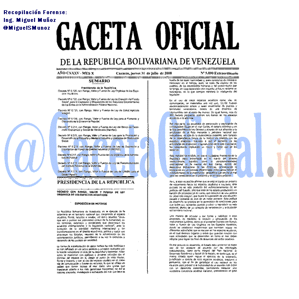 Gaceta Oficial 5890 2008-07-31 Gaceta Oficial 5890 del 31 Julio 2008