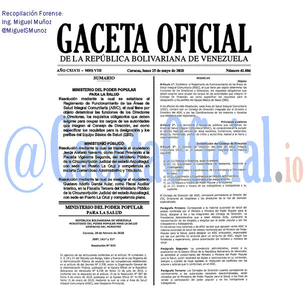 Gaceta Oficial 41886 2020-05-25 Gaceta Oficial 41886 del 25 mayo 2020