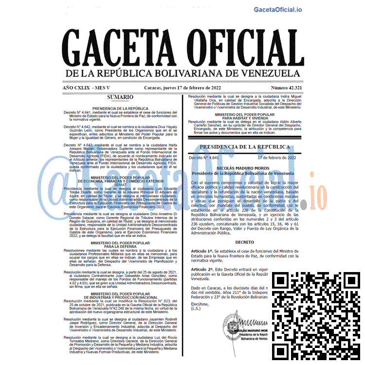 Gaceta Oficial 42321 2022-02-17 Gaceta Oficial 42321 del 17 febrero 2022