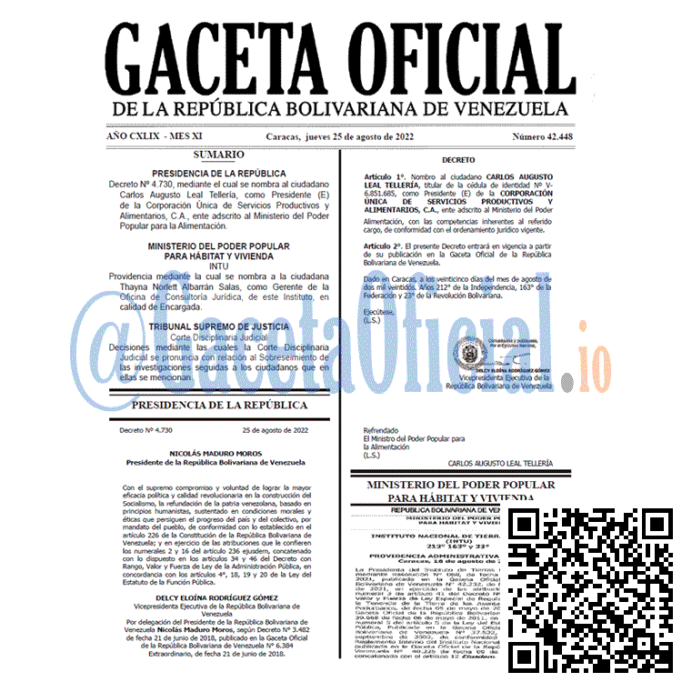Venezuela Gaceta Oficial 42448 del 25 agosto 2022 Venezuela Gaceta Oficial 42448 del 25 agosto 2022