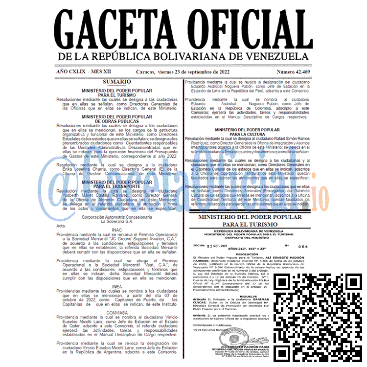 Venezuela Gaceta Oficial 42469 del 23 septiembre 2022 Venezuela Gaceta Oficial 42469 del 23 septiembre 2022