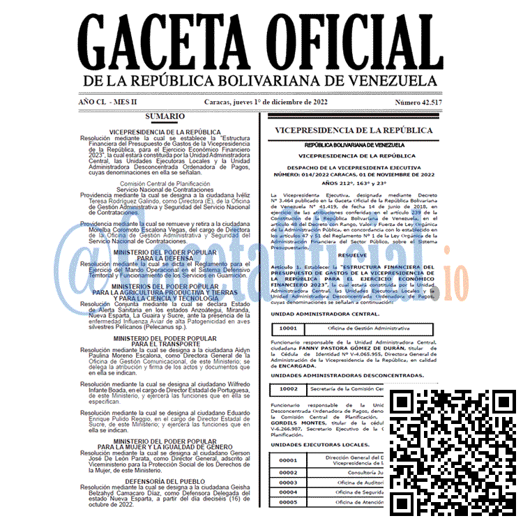 Gaceta Oficial, Gaceta 42517, Gaceta #42517, Gaceta Oficial Venezuela #42517