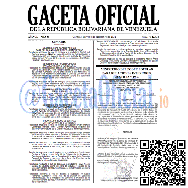 Gaceta Oficial, Gaceta 42522, Gaceta #42522, Gaceta Oficial Venezuela #42522