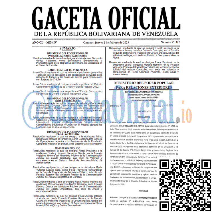 Gaceta Oficial, Gaceta 42562, Gaceta #42562, Gaceta Oficial Venezuela #42562