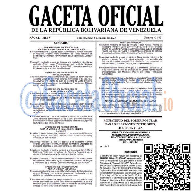 Gaceta Oficial, Gaceta 42582, Gaceta #42582, Gaceta Oficial Venezuela #42582