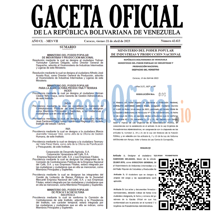 Gaceta Oficial 42613 2023-04-21 Gaceta Oficial, Gaceta 42613, Gaceta #42613, Gaceta Oficial Venezuela #42613