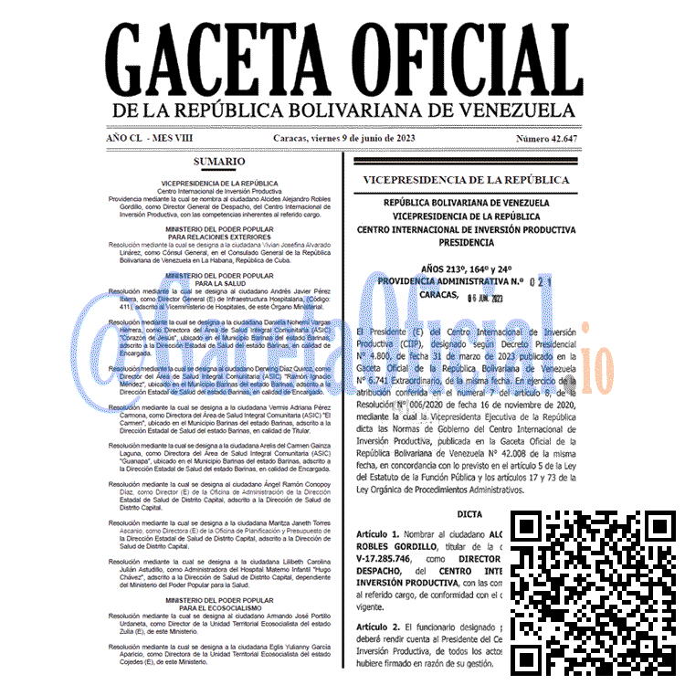 Gaceta Oficial 42647 2023-06-09 Gaceta Oficial, Gaceta 42647, Gaceta 42647 HD, Gaceta #42647, Gaceta Oficial Venezuela #42647