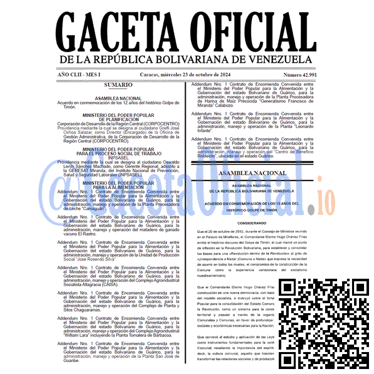 Venezuela Gaceta Oficial 42991 del 23 octubre 2024 Gaceta Oficial, Gaceta 42991, Gaceta 42991 HD, Gaceta #42991, Gaceta Oficial Venezuela #42991